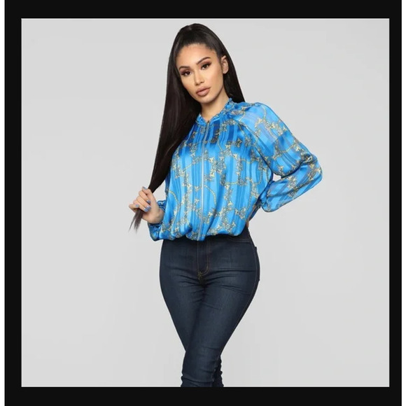 NEW SIZE 1X Fashion Nova SUPER LIGHTWEIGHT Where you goin bomber blue gold - Picture 3 of 7